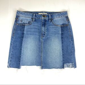 Unpublished Denim Patchwork Skirt Uneven Hem Size 29